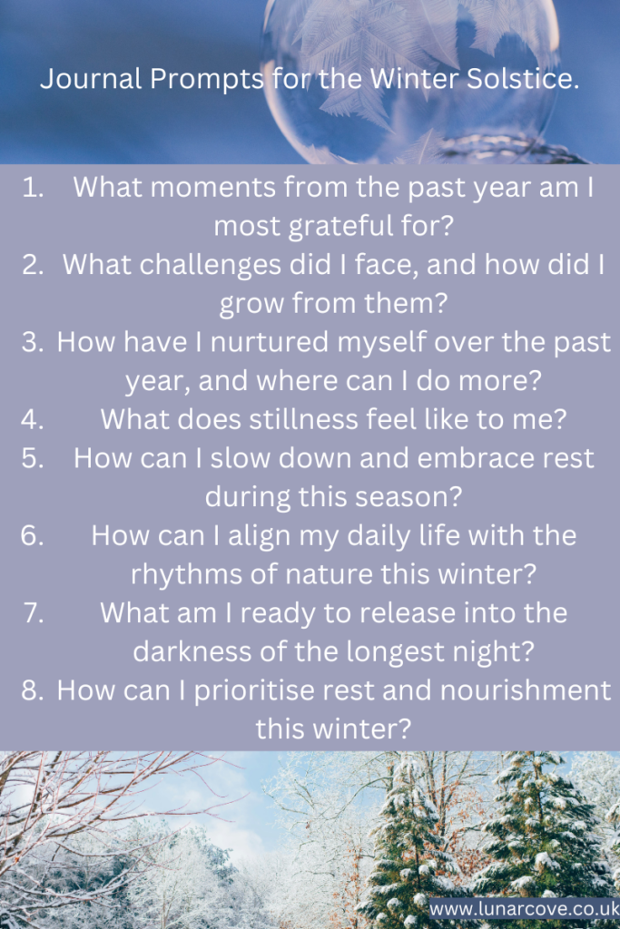 Journal Prompts for the Winter Solstice and the Season of Winter.